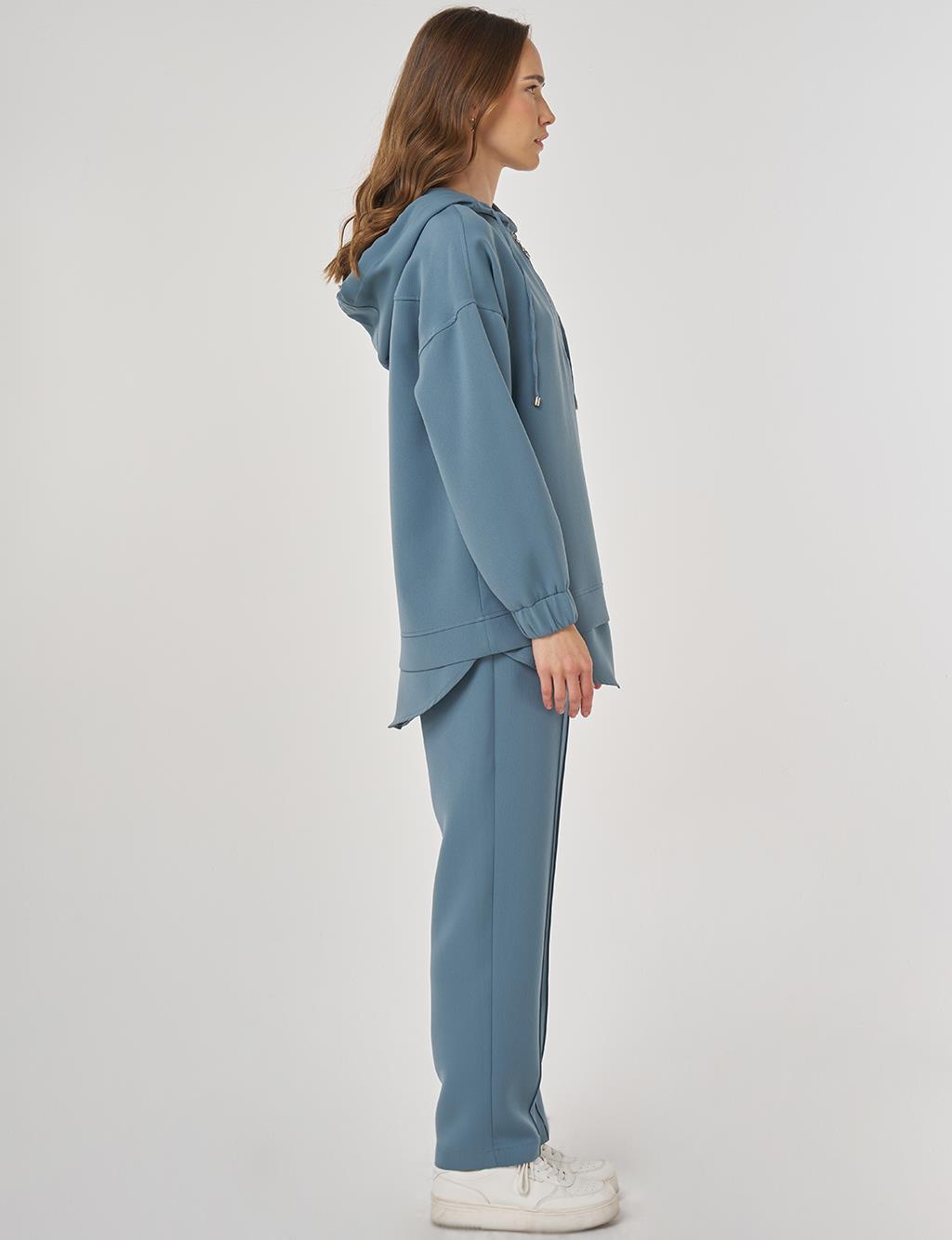 Drop Shoulder Two-Piece Set Misty Blue