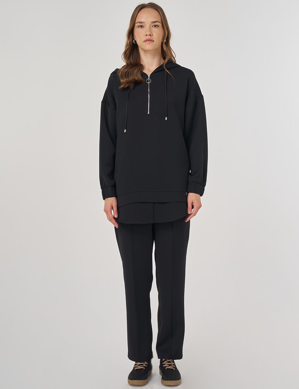 Drop Shoulder Two-Piece Set Black