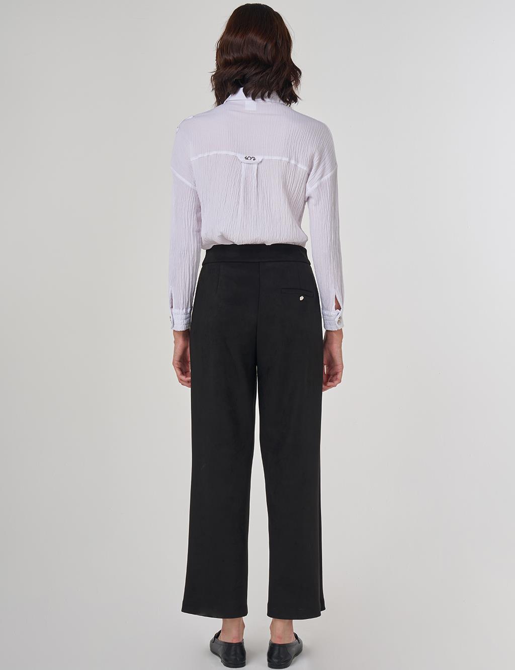 Ribbed Suede Pants Black