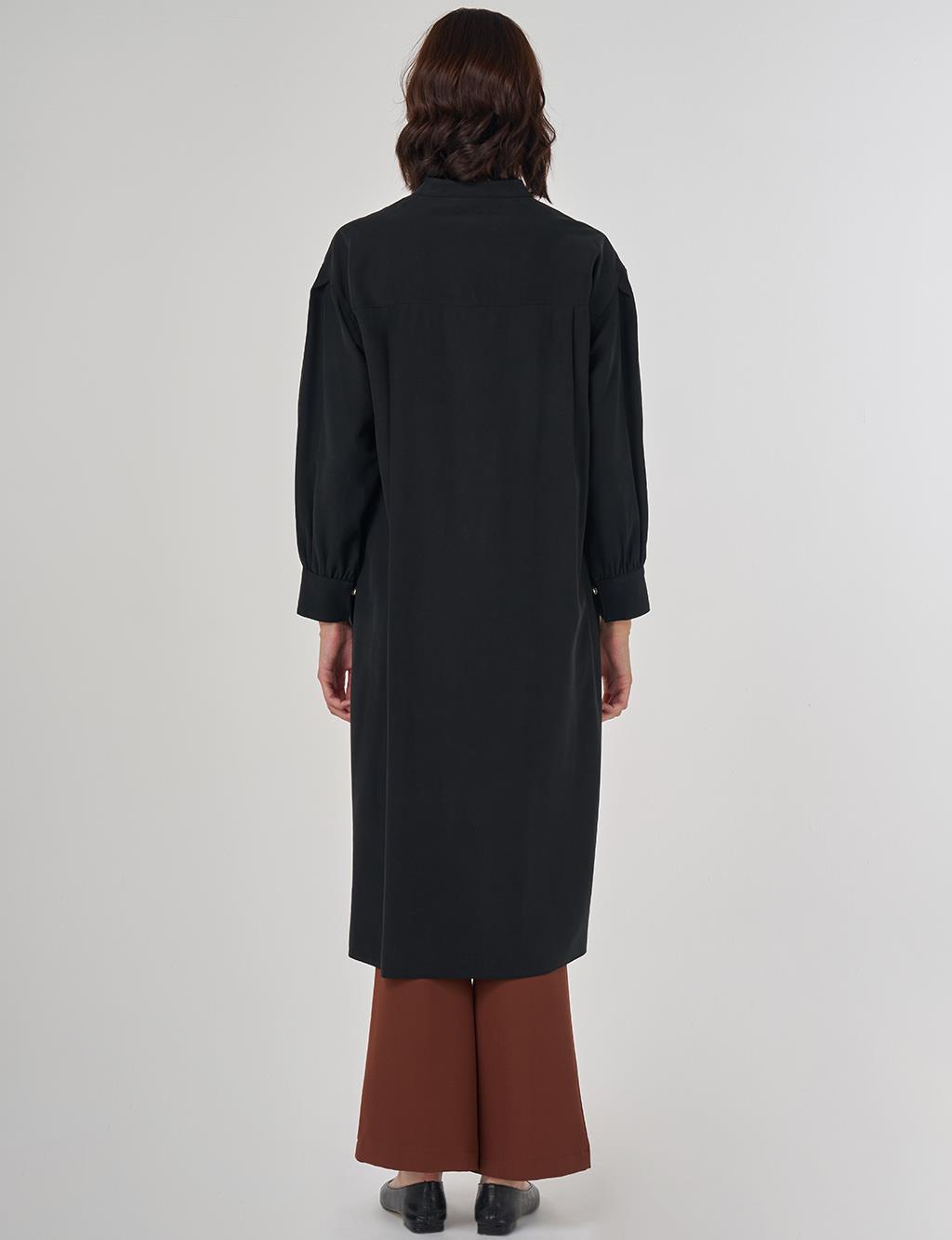 Hakim Yaka Rayon Uzun Tunik Siyah 