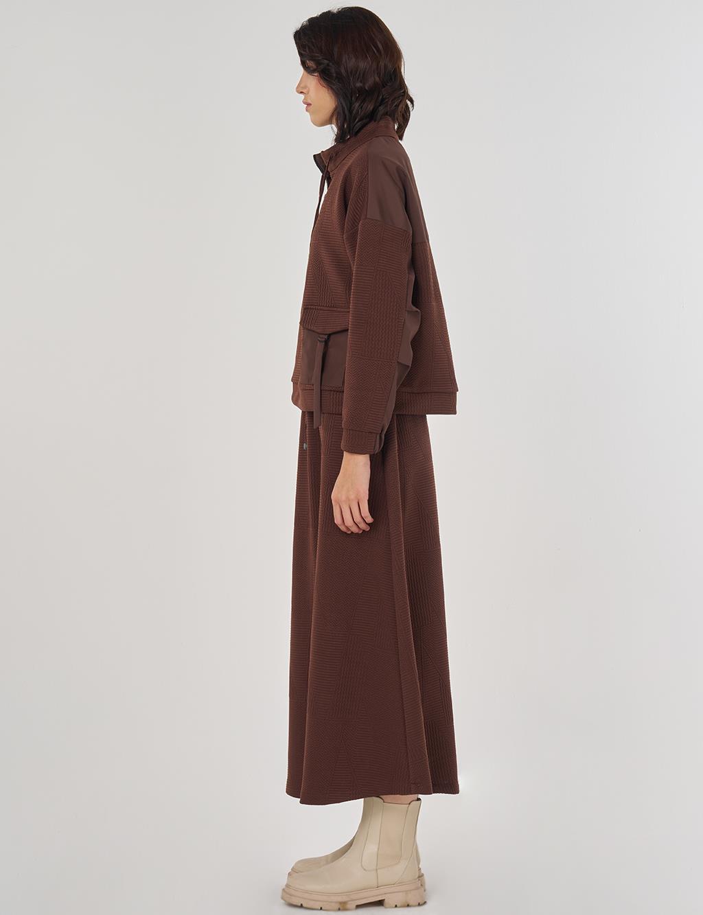 Cep Detaylı İkili Takım Koyu Kahve 