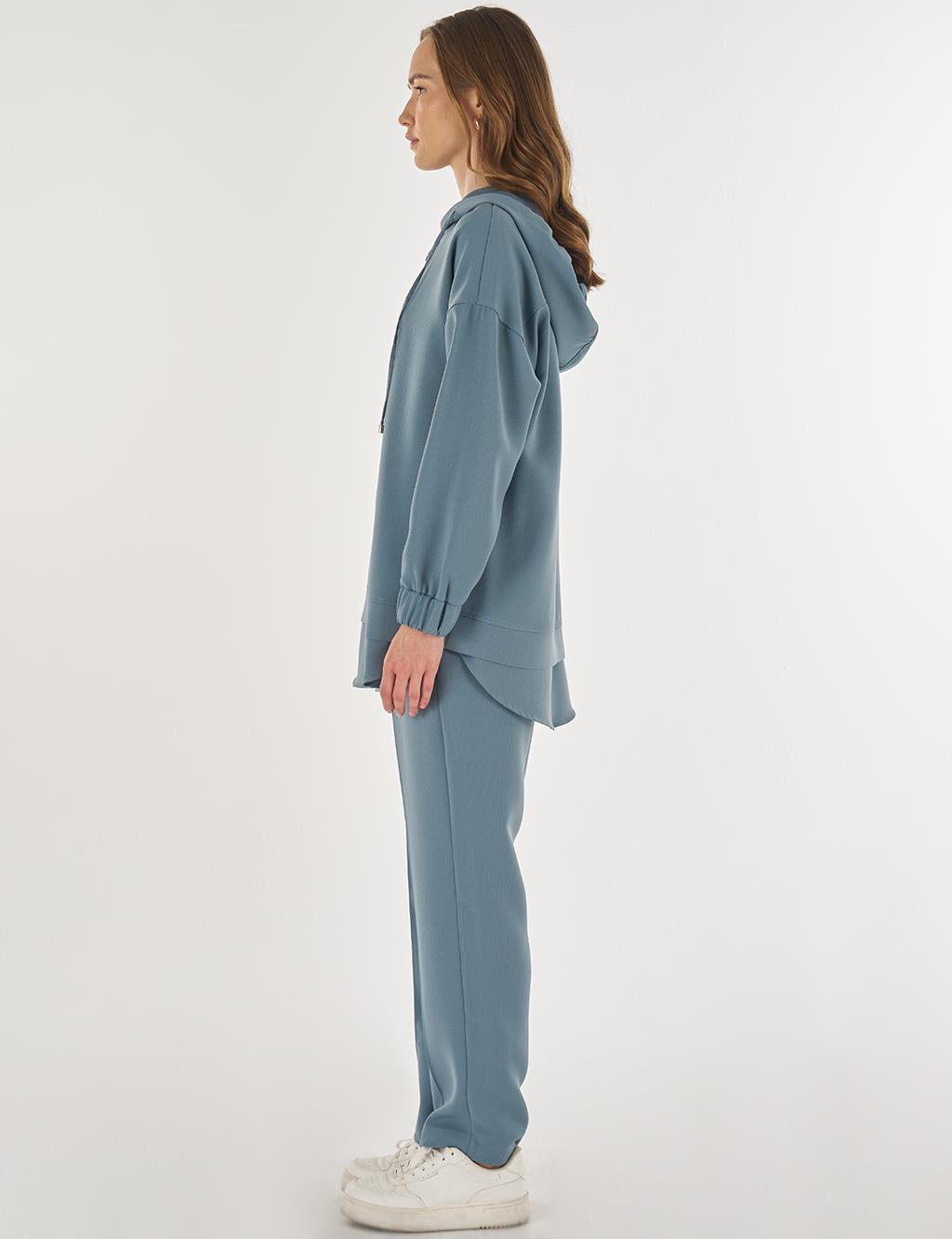 Drop Shoulder Two-Piece Set Misty Blue