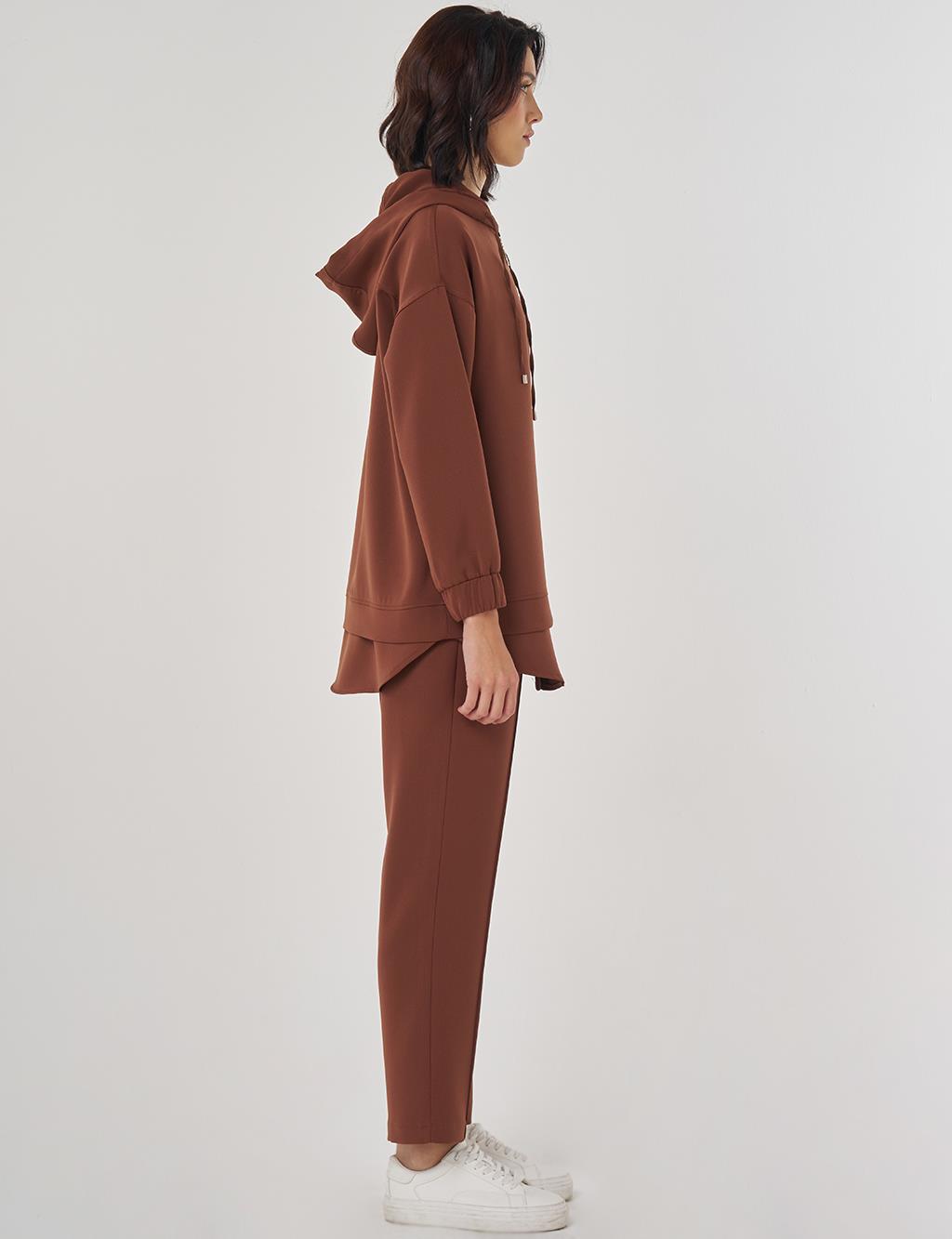 Drop Shoulder Two-Piece Set Brown