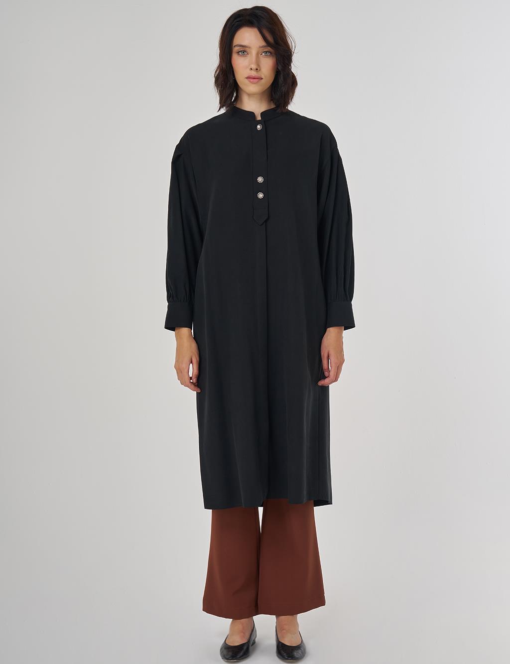 Hakim Yaka Rayon Uzun Tunik Siyah 