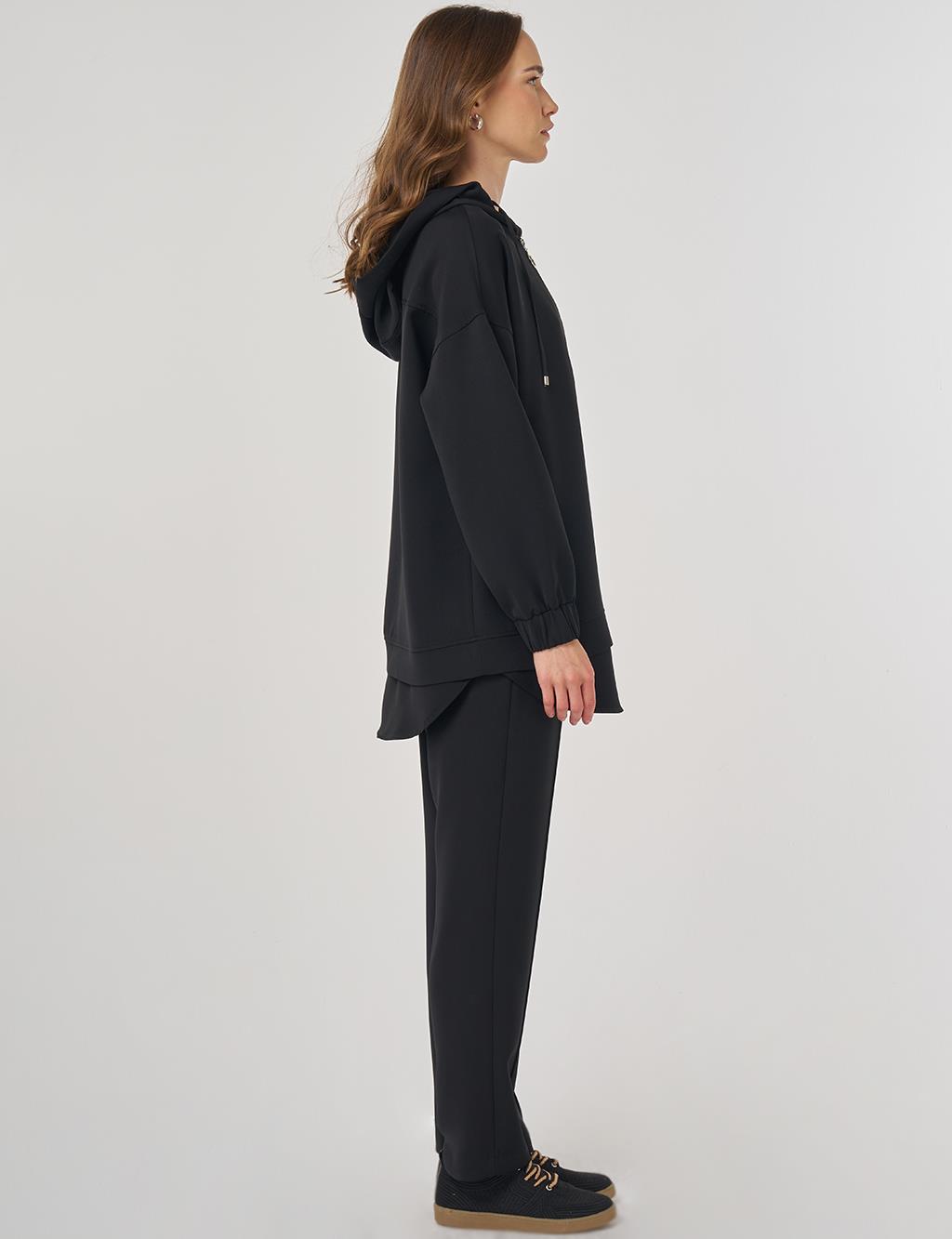 Drop Shoulder Two-Piece Set Black