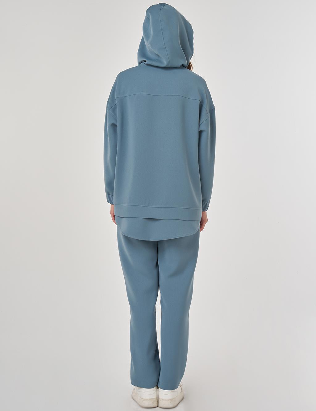 Drop Shoulder Two-Piece Set Misty Blue