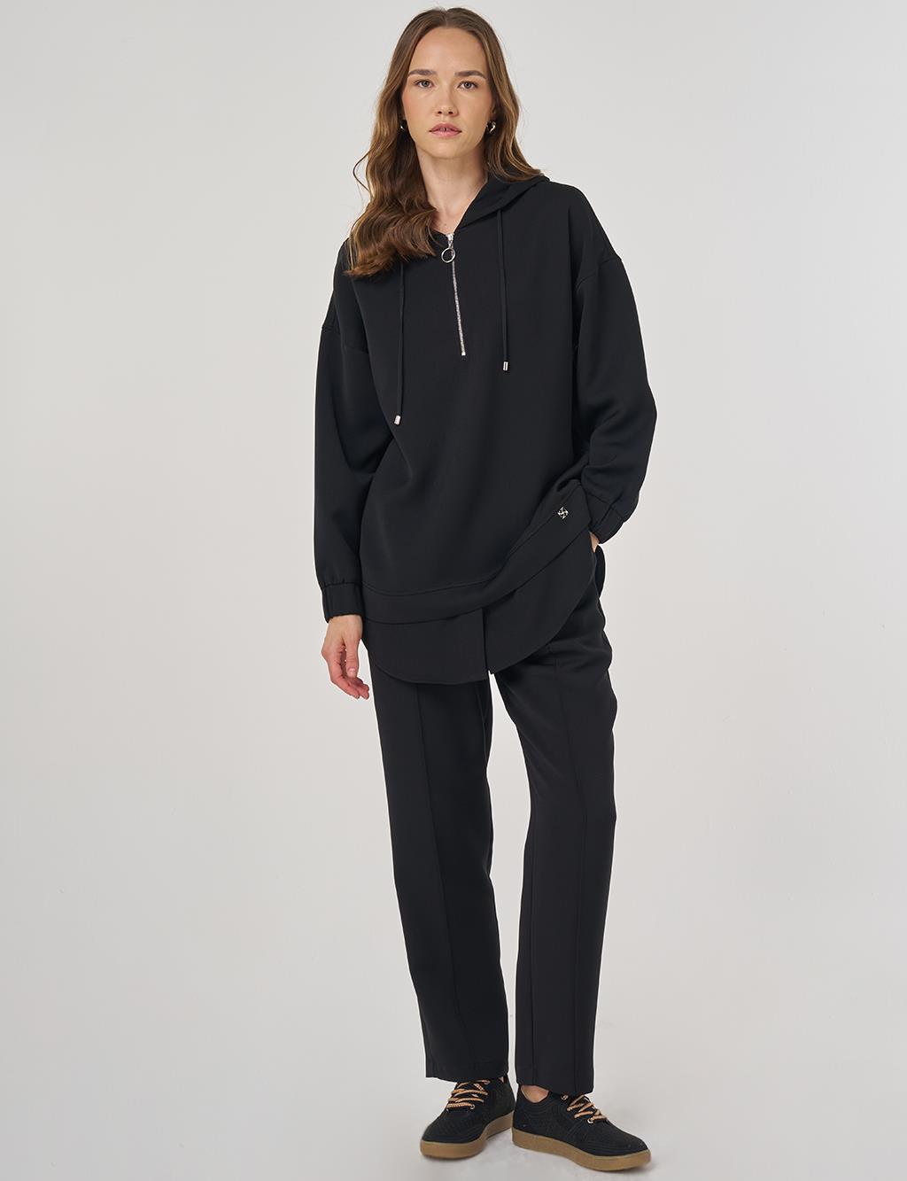 Drop Shoulder Two-Piece Set Black