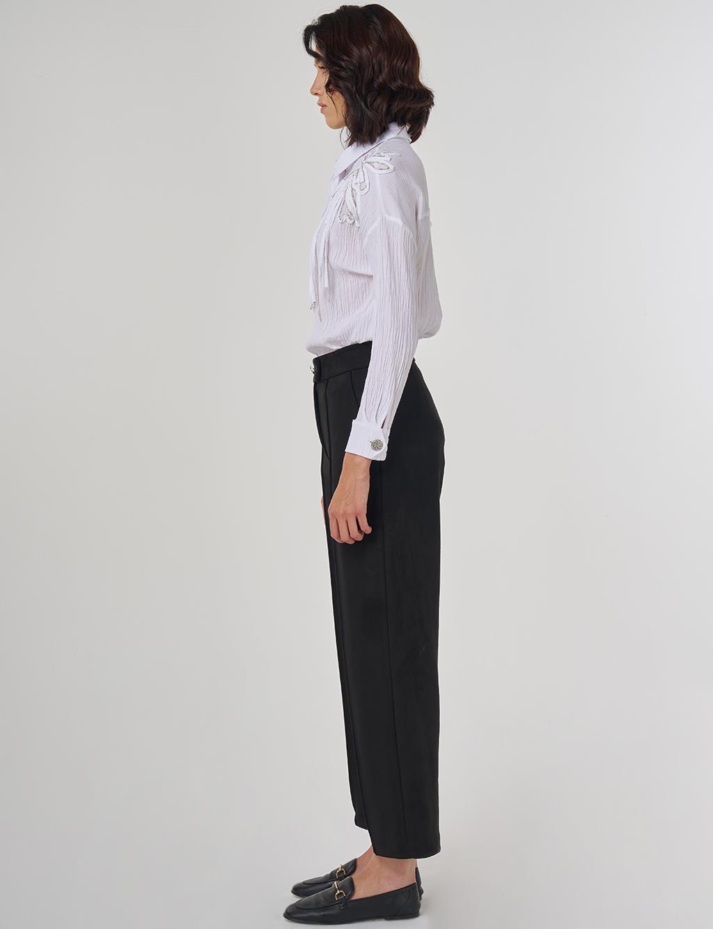 Ribbed Suede Pants Black