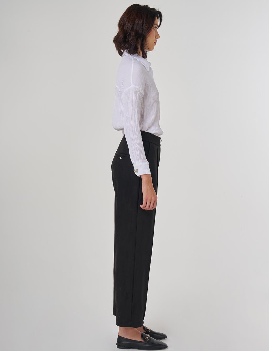 Ribbed Suede Pants Black