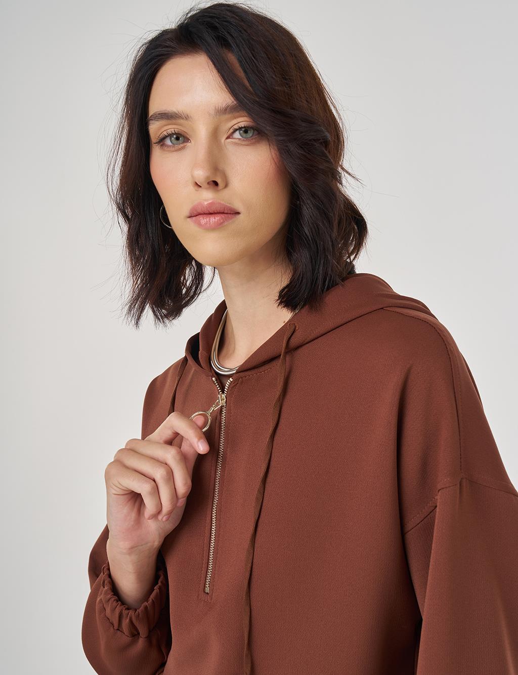 Drop Shoulder Two-Piece Set Brown