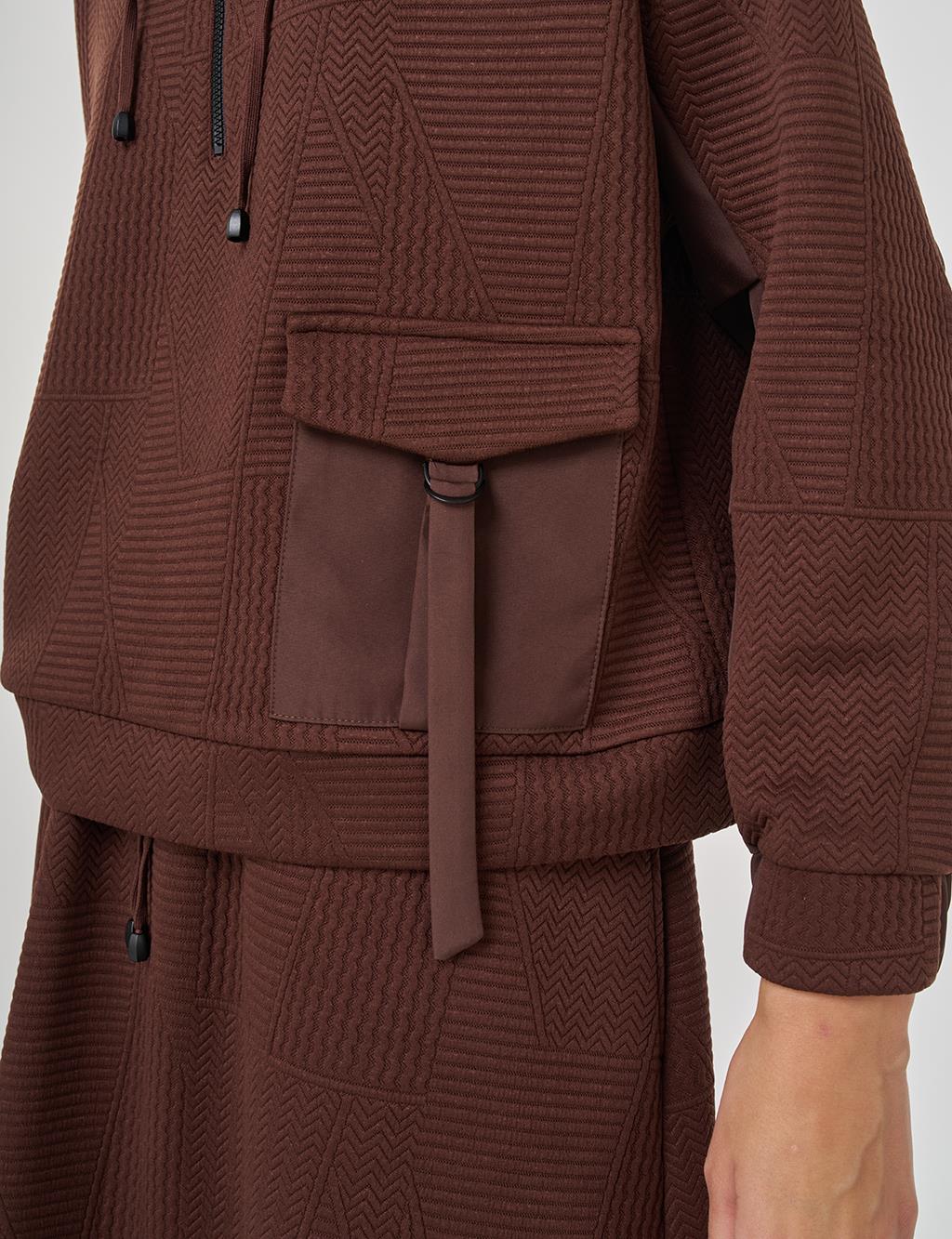 Cep Detaylı İkili Takım Koyu Kahve 