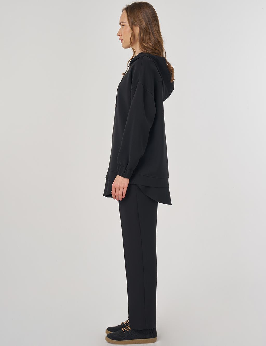 Drop Shoulder Two-Piece Set Black