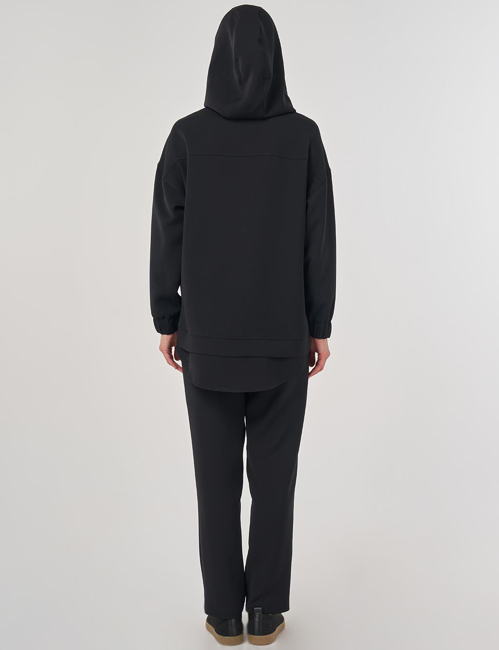 Drop Shoulder Two-Piece Set Black