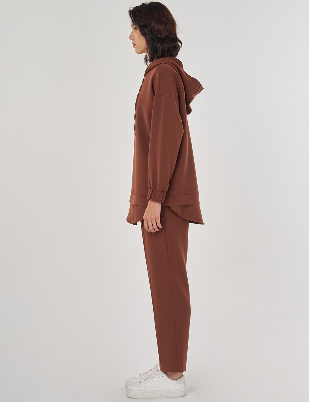 Drop Shoulder Two-Piece Set Brown