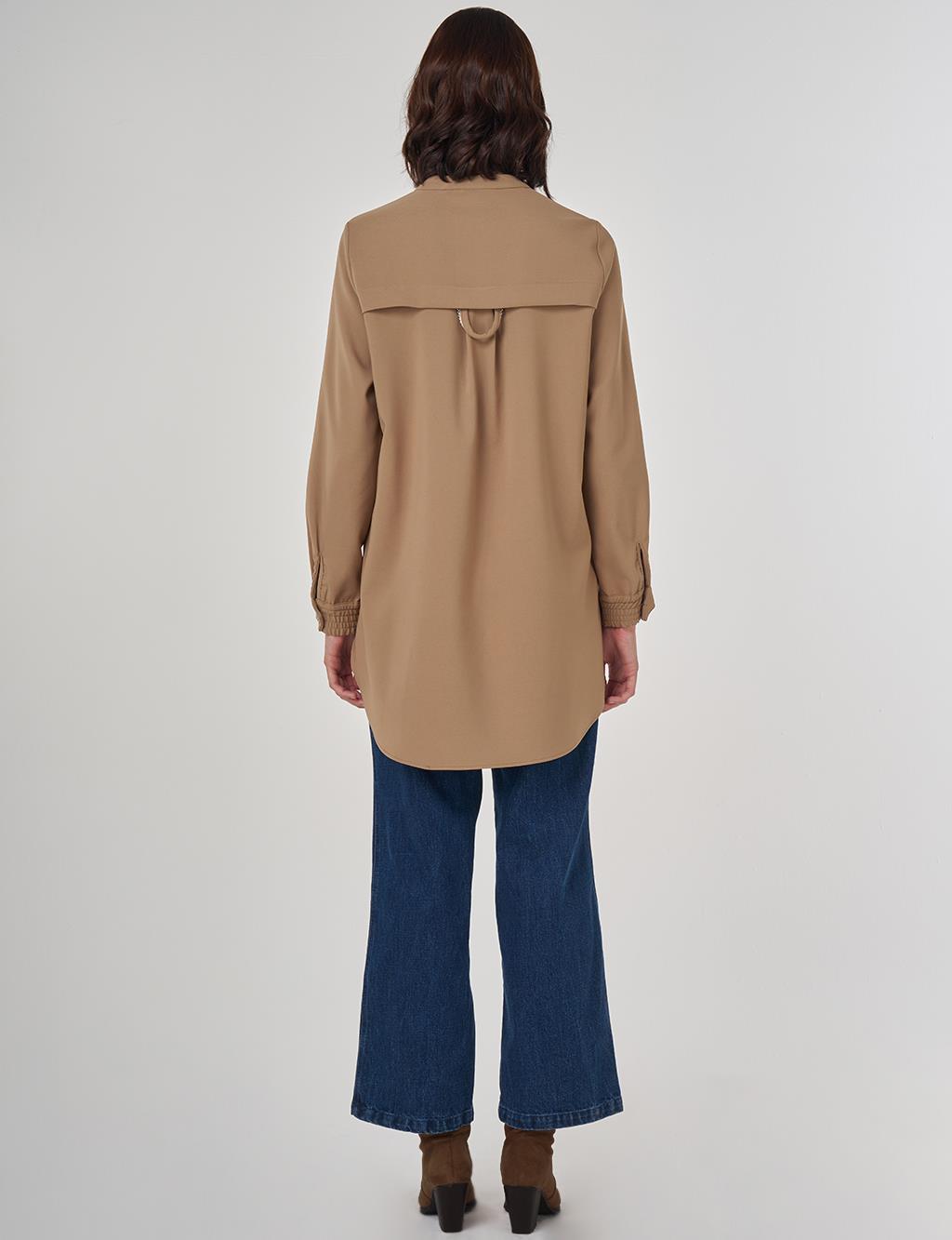 Stitch Detailed Tunic in Dark Taupe