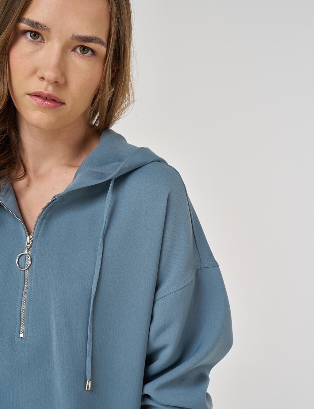 Drop Shoulder Two-Piece Set Misty Blue