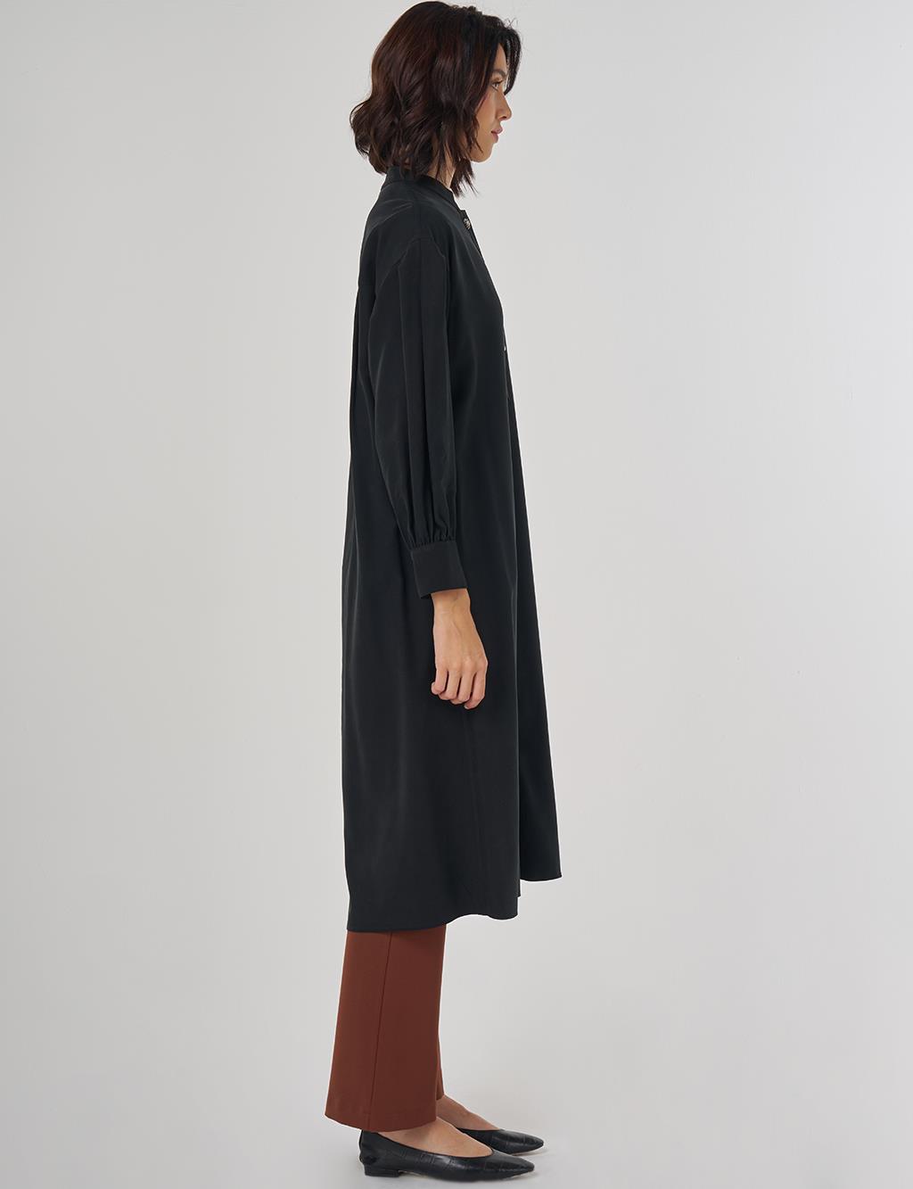 Hakim Yaka Rayon Uzun Tunik Siyah 