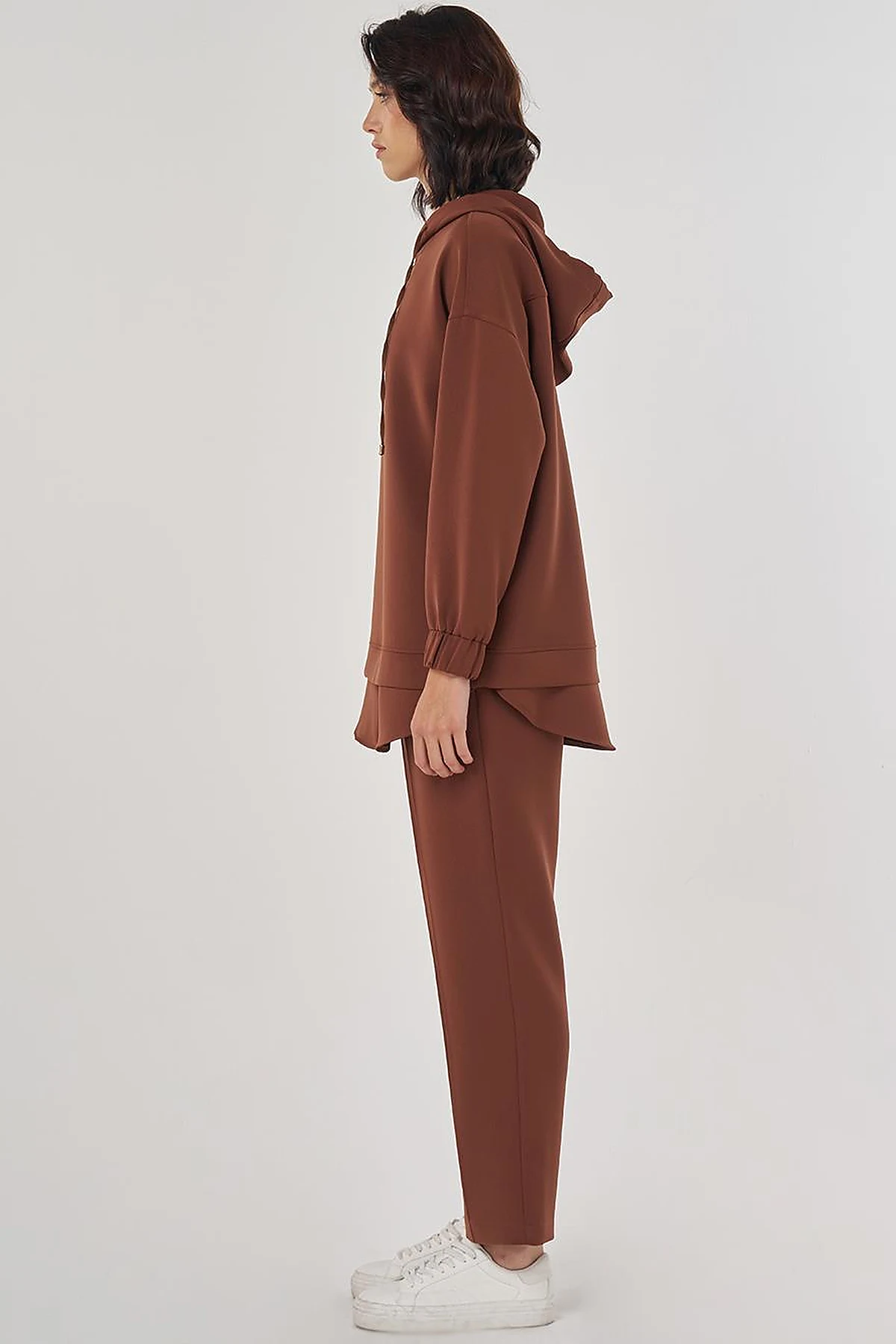 Drop Shoulder Two-Piece Set Brown