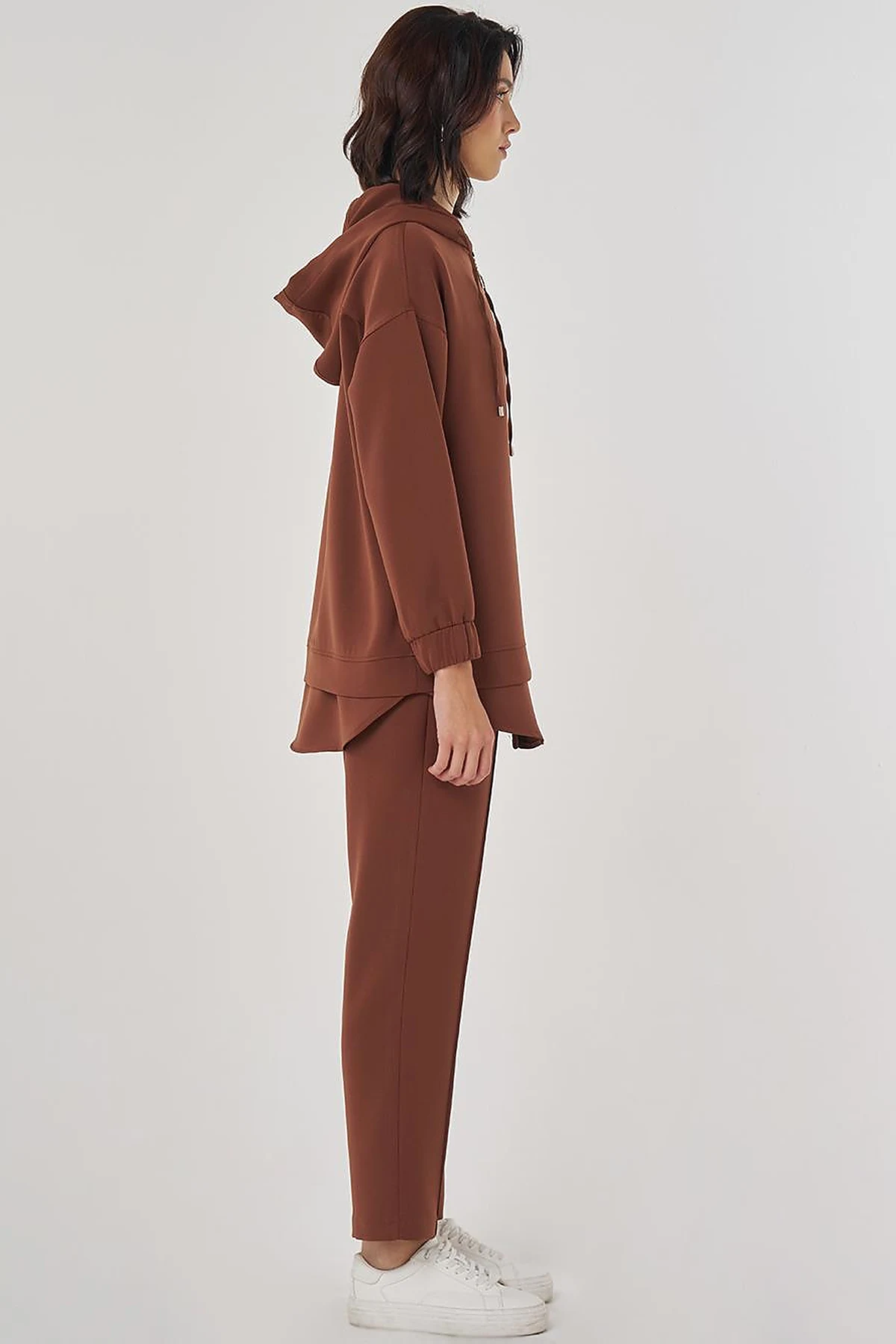 Drop Shoulder Two-Piece Set Brown