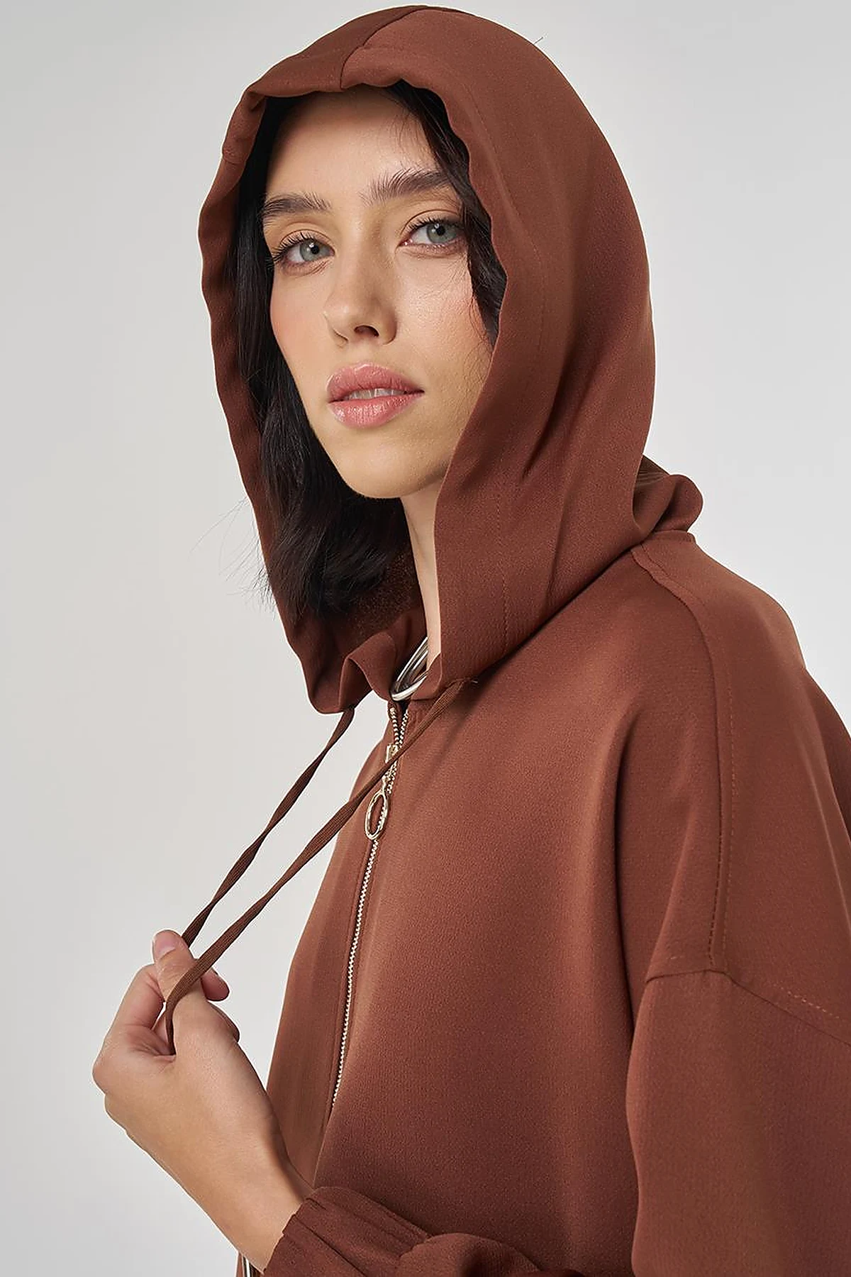 Drop Shoulder Two-Piece Set Brown