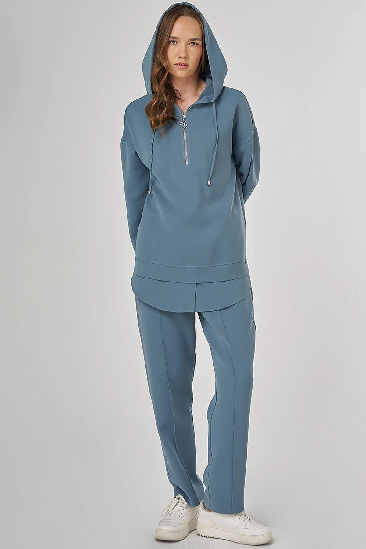 Drop Shoulder Two-Piece Set Misty Blue