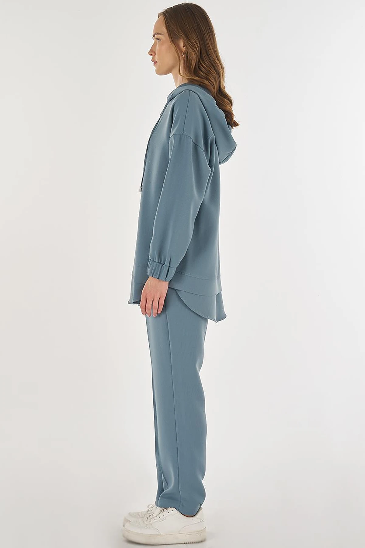 Drop Shoulder Two-Piece Set Misty Blue