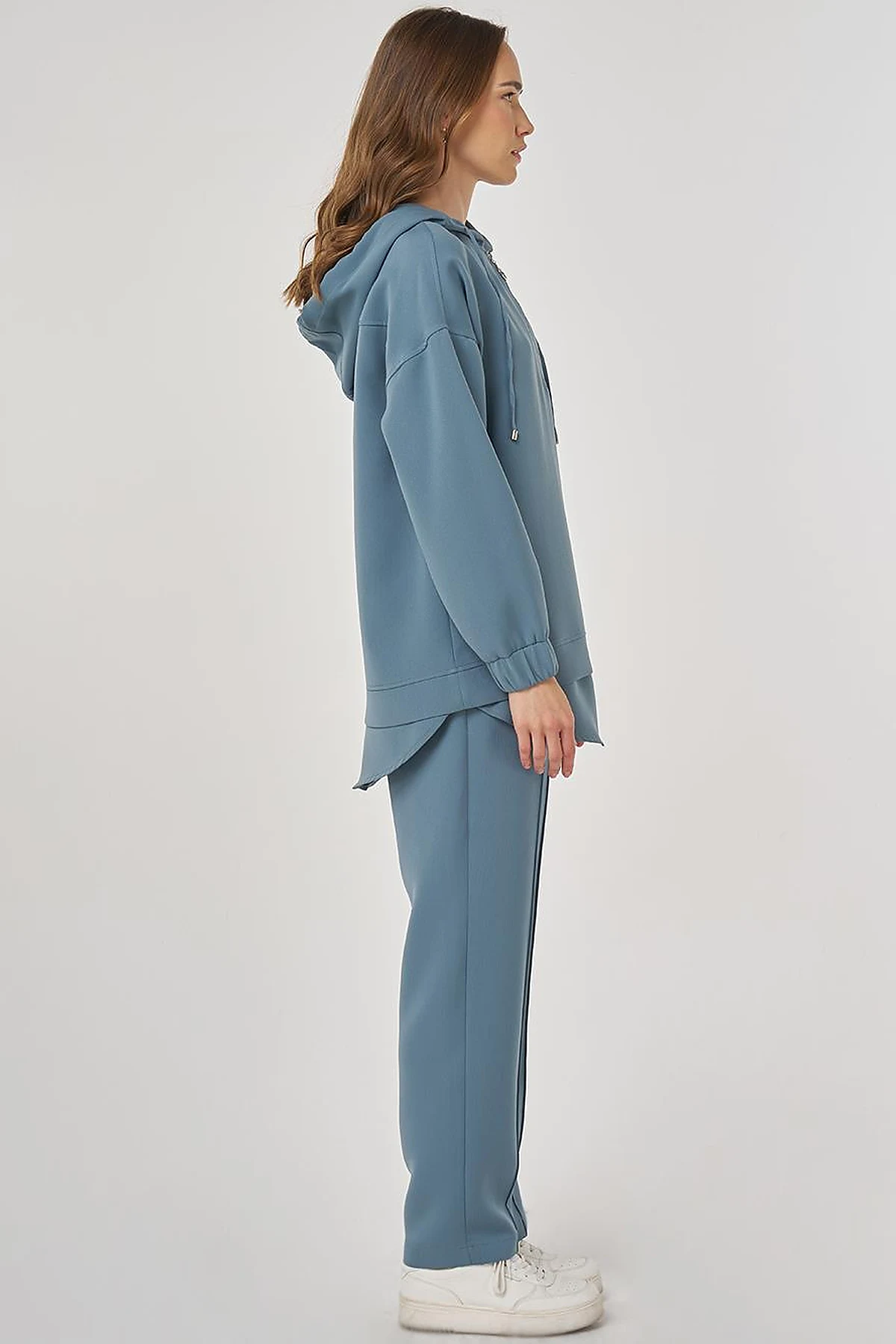Drop Shoulder Two-Piece Set Misty Blue