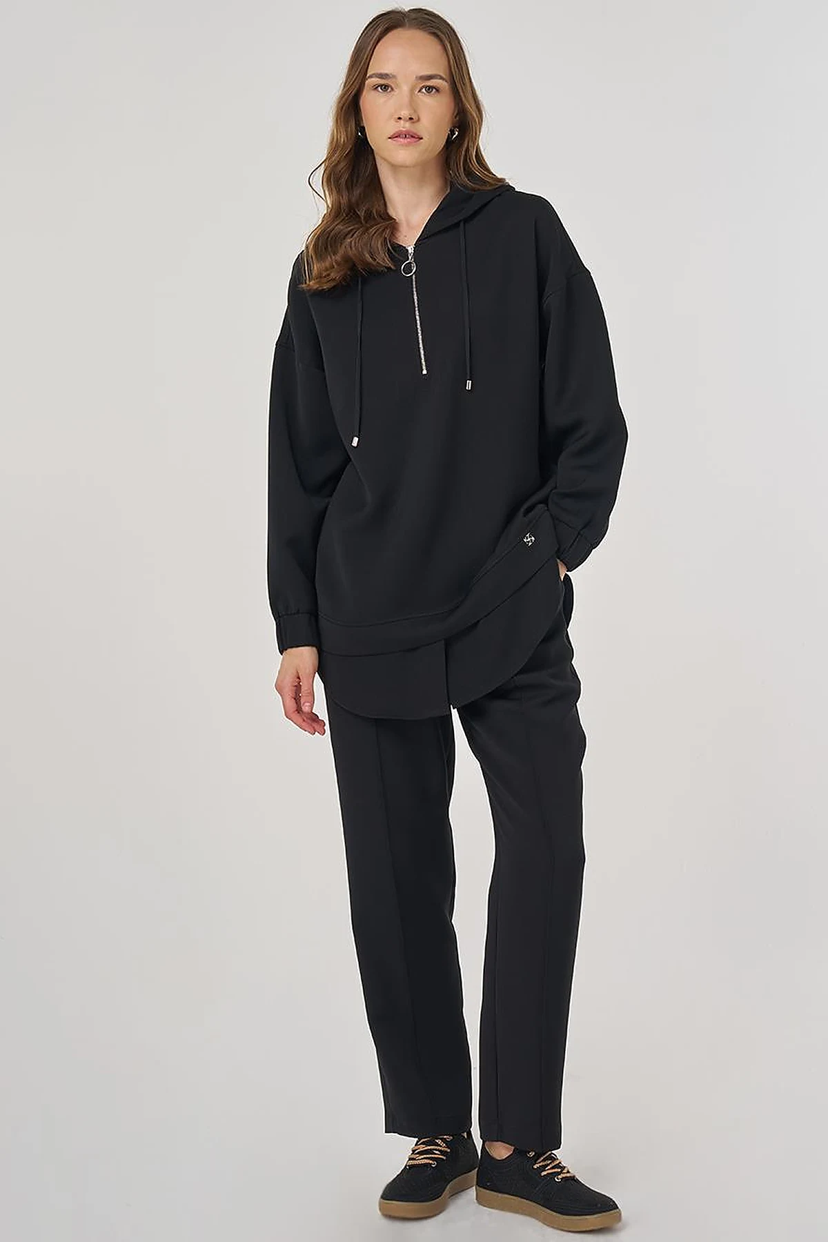 Drop Shoulder Two-Piece Set Black