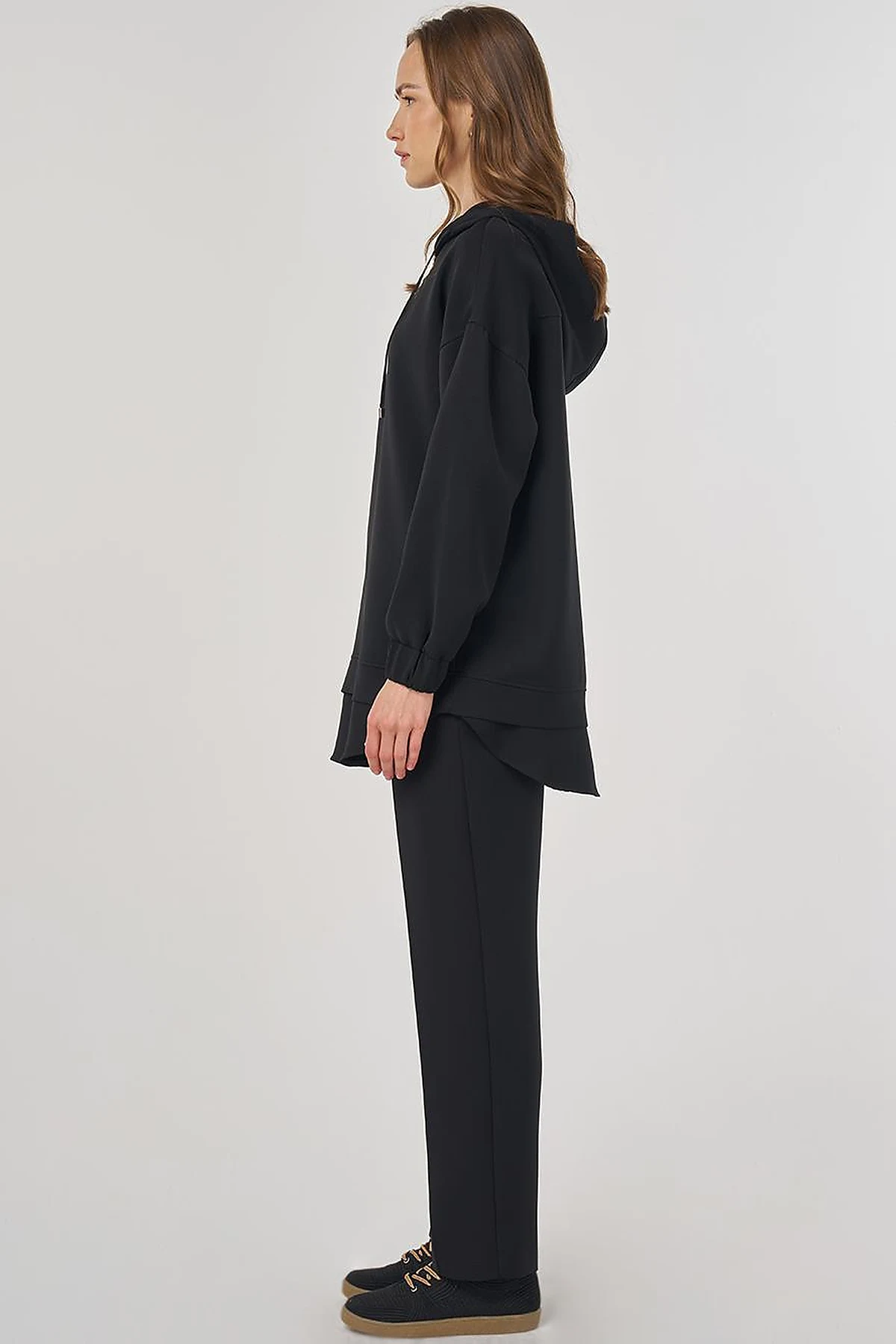 Drop Shoulder Two-Piece Set Black