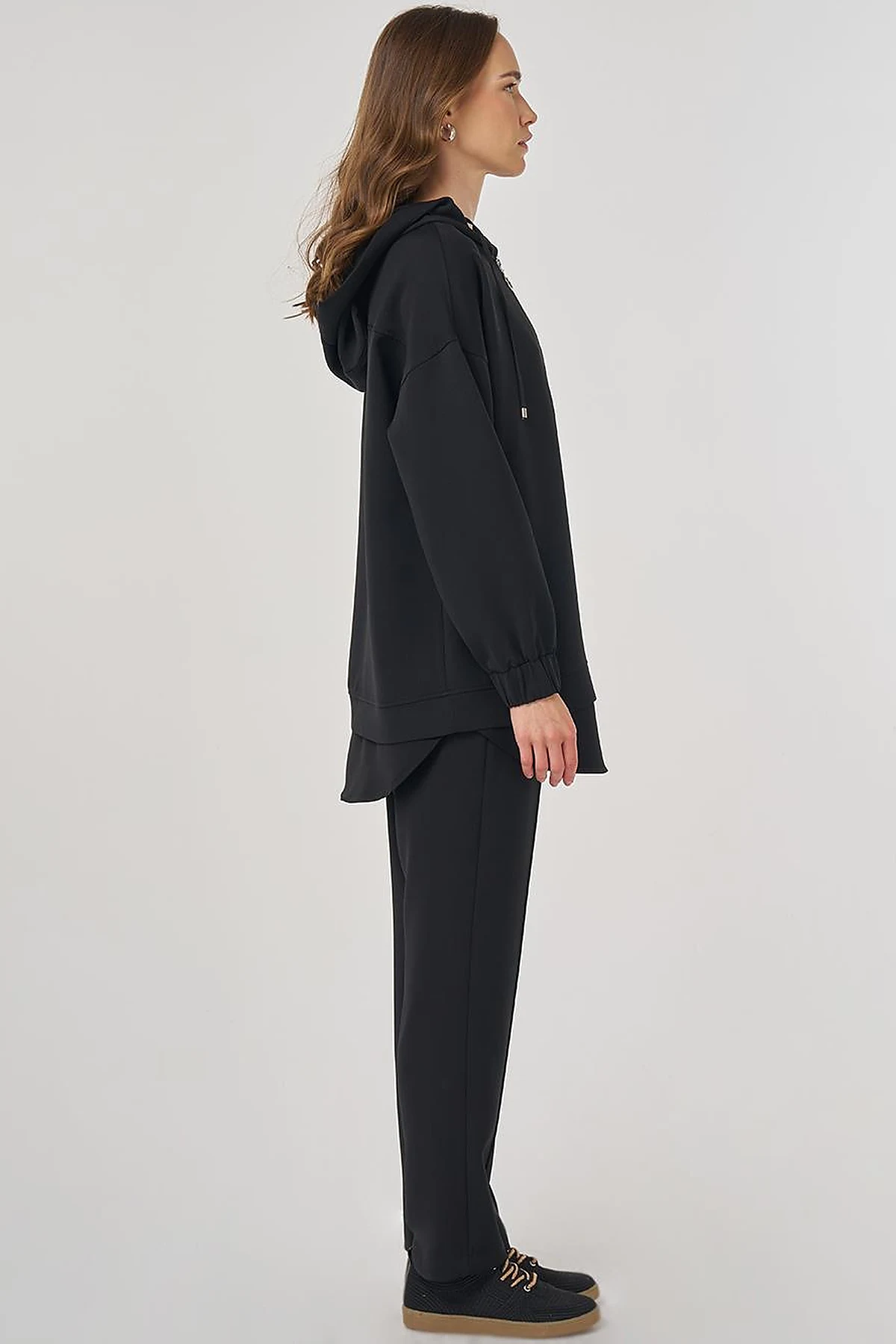 Drop Shoulder Two-Piece Set Black
