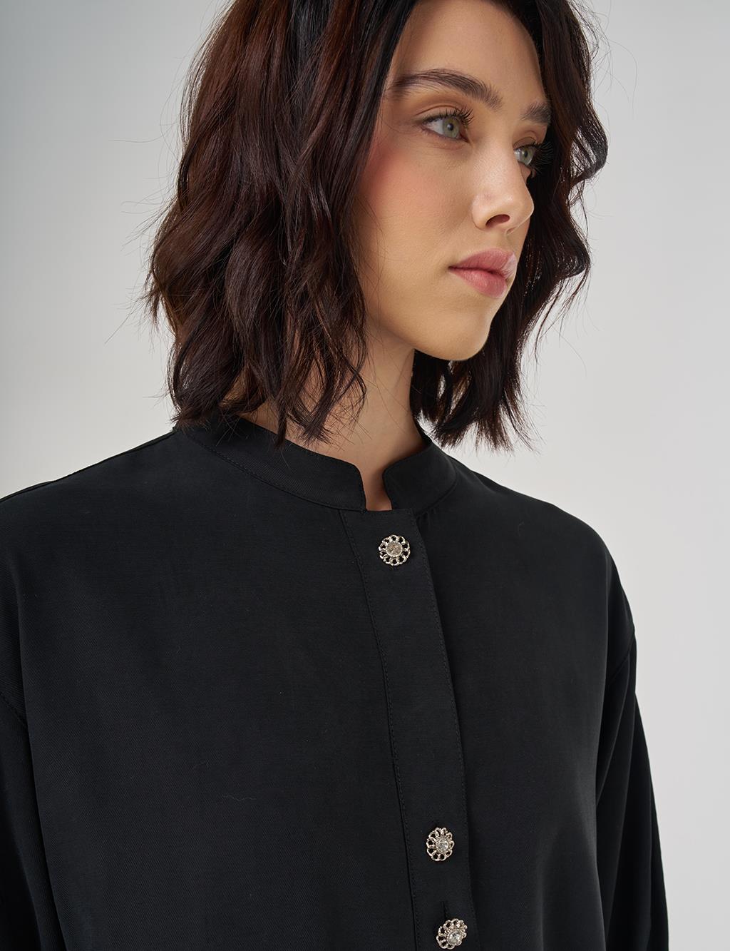 Hakim Yaka Rayon Uzun Tunik Siyah 