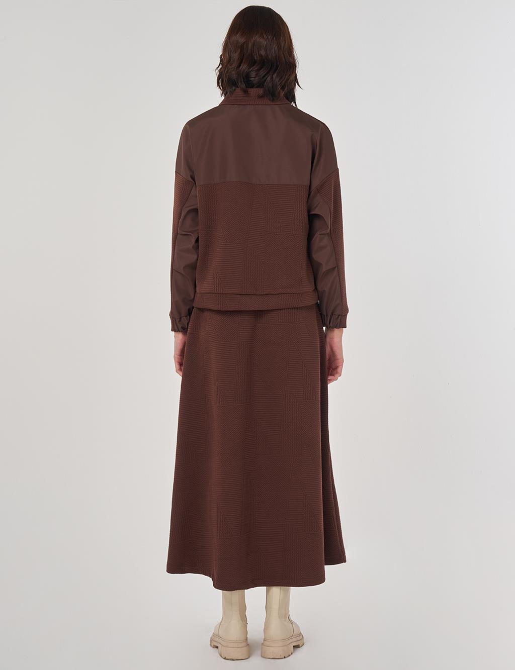 Cep Detaylı İkili Takım Koyu Kahve 