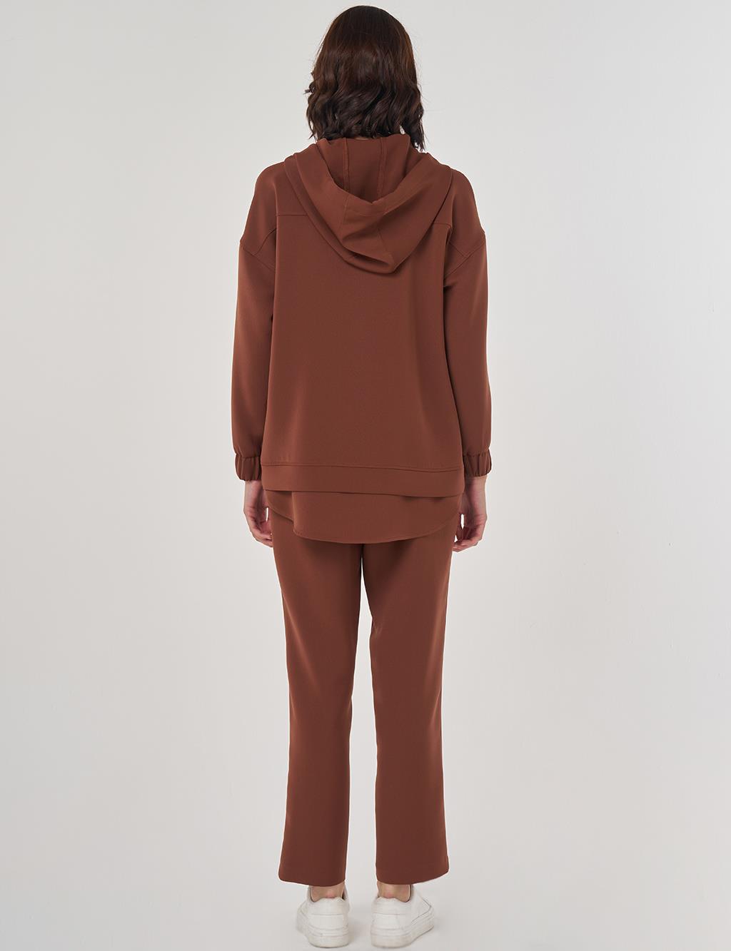 Drop Shoulder Two-Piece Set Brown