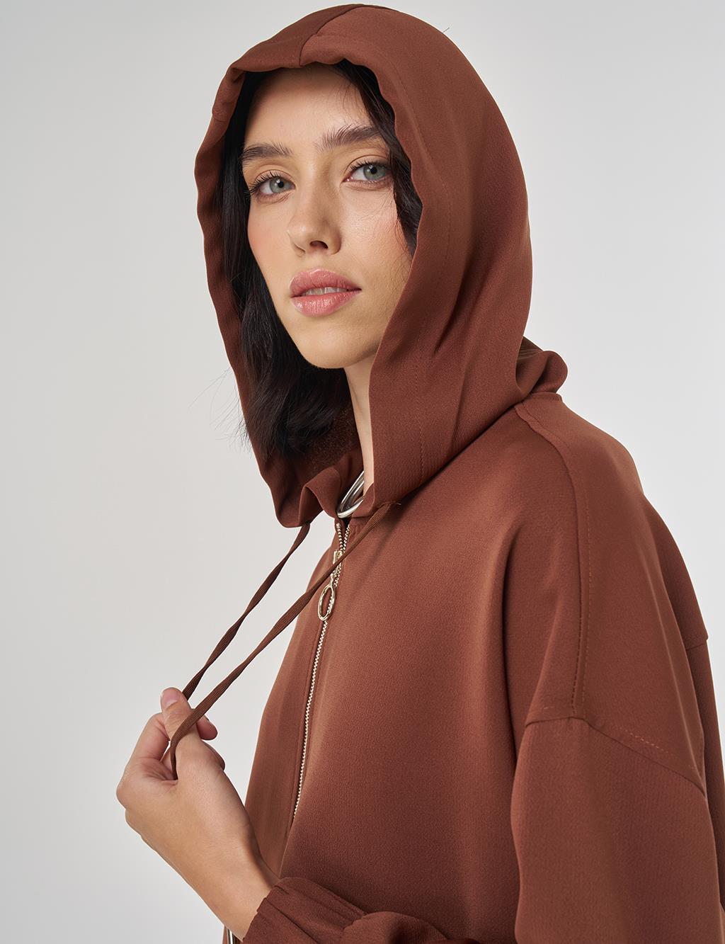 Drop Shoulder Two-Piece Set Brown