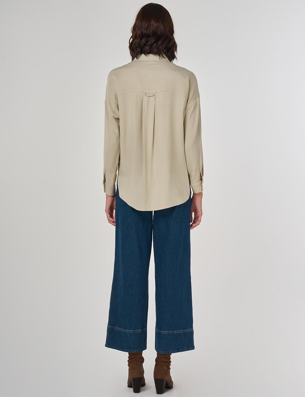 Half Placket Viscose Shirt Moss Green