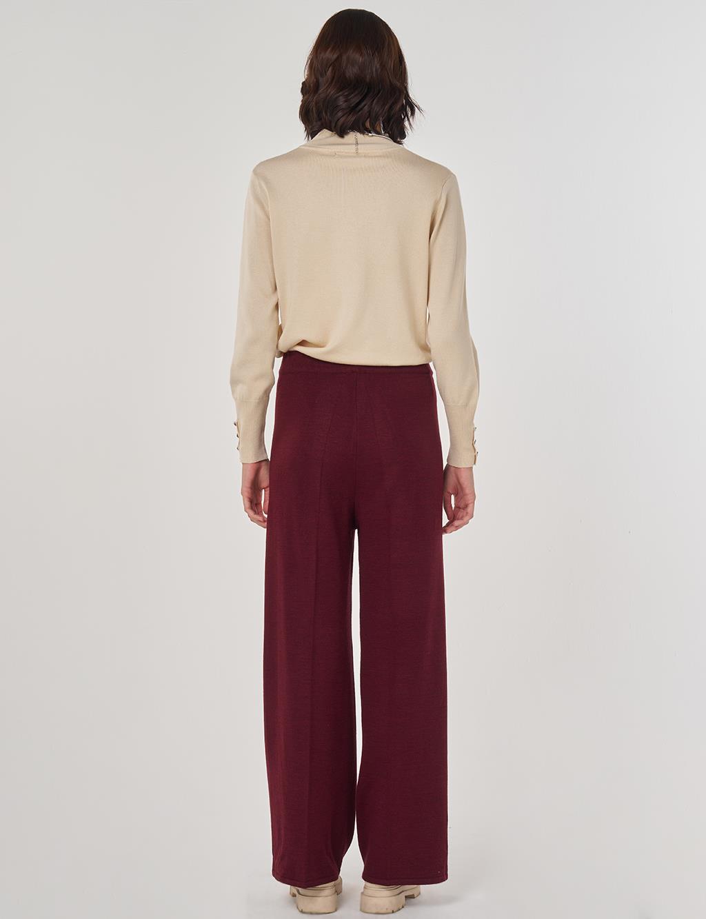 Ribbed Knit Pants Burgundy
