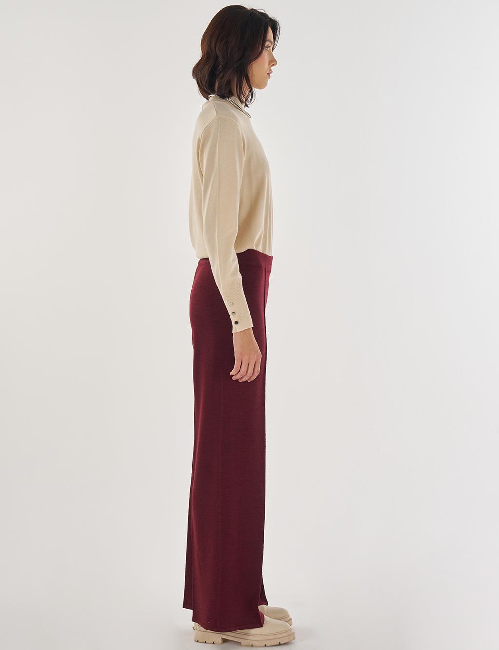 Ribbed Knit Pants Burgundy
