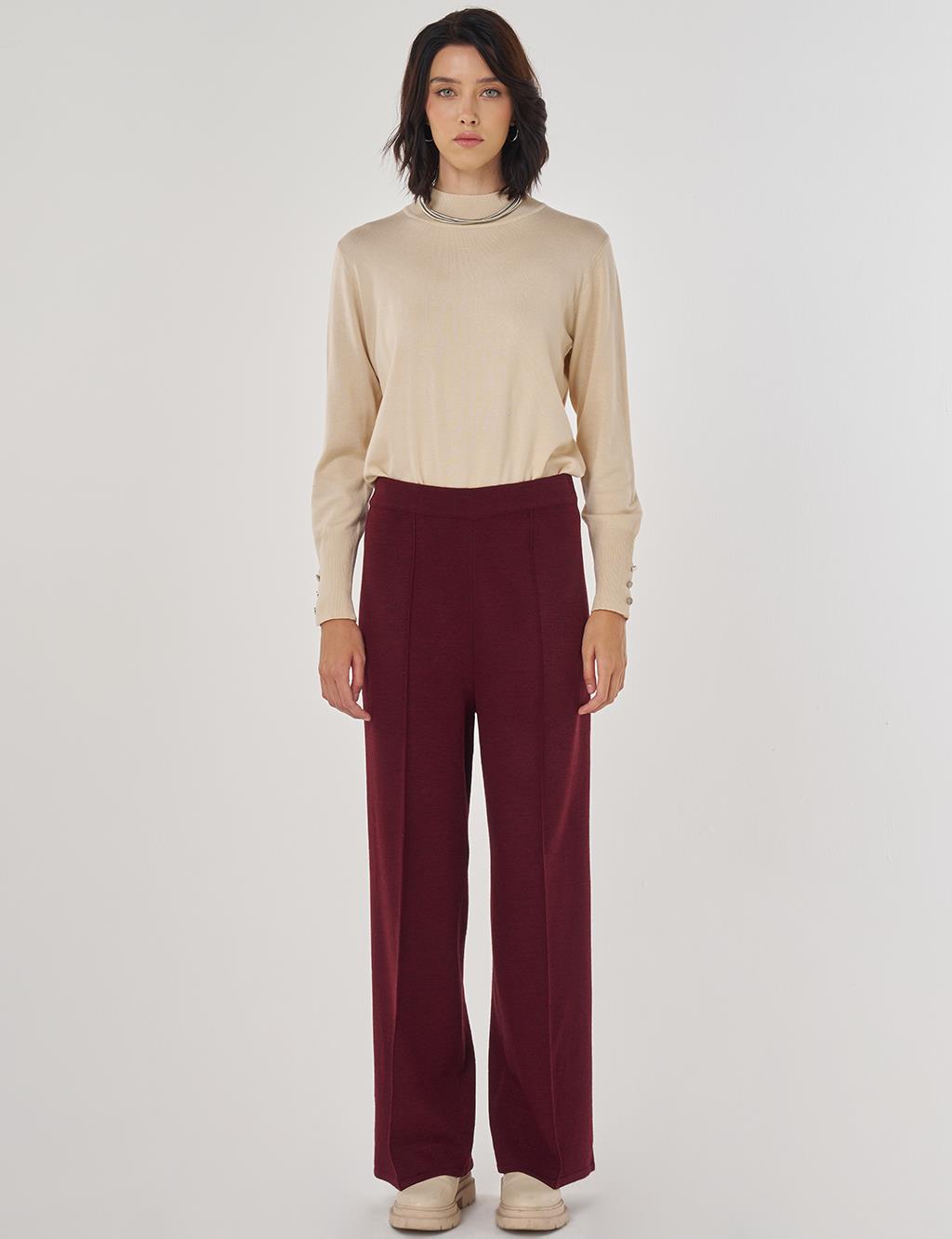 Ribbed Knit Pants Burgundy