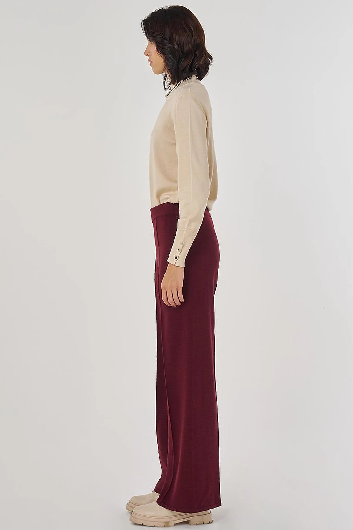 Ribbed Knit Pants Burgundy