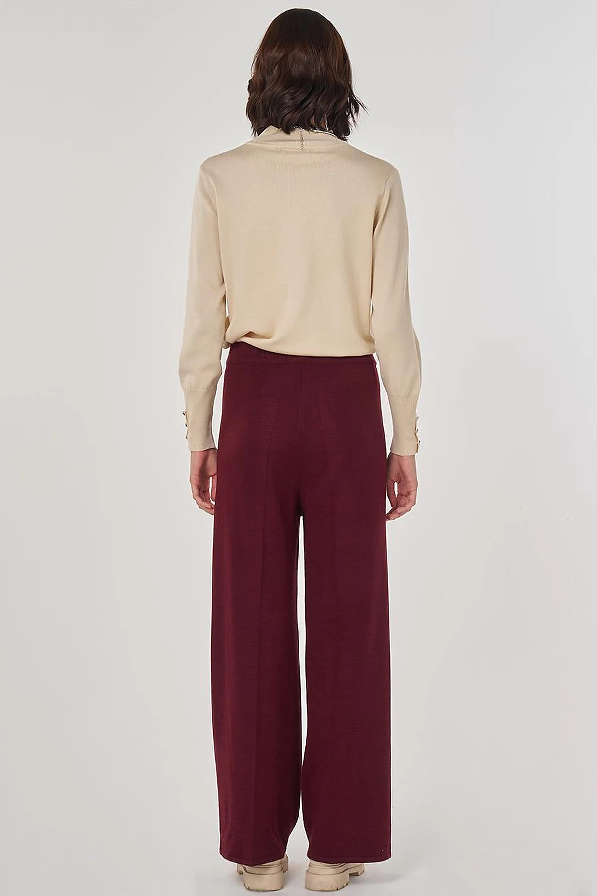Ribbed Knit Pants Burgundy