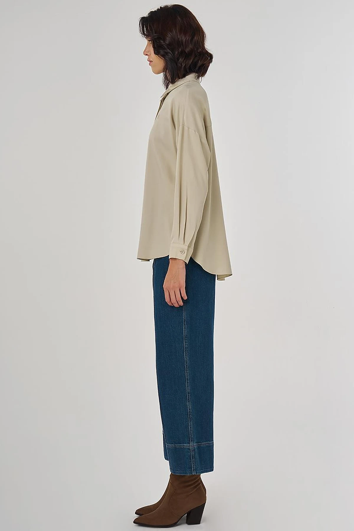 Half Placket Viscose Shirt Moss Green