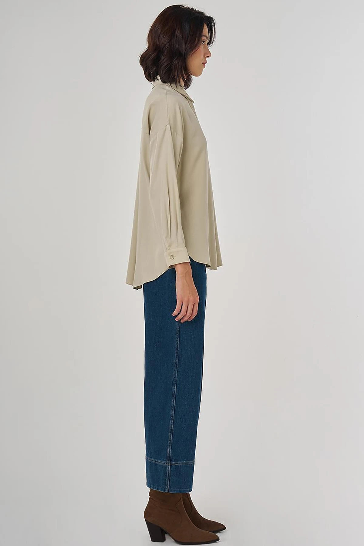 Half Placket Viscose Shirt Moss Green