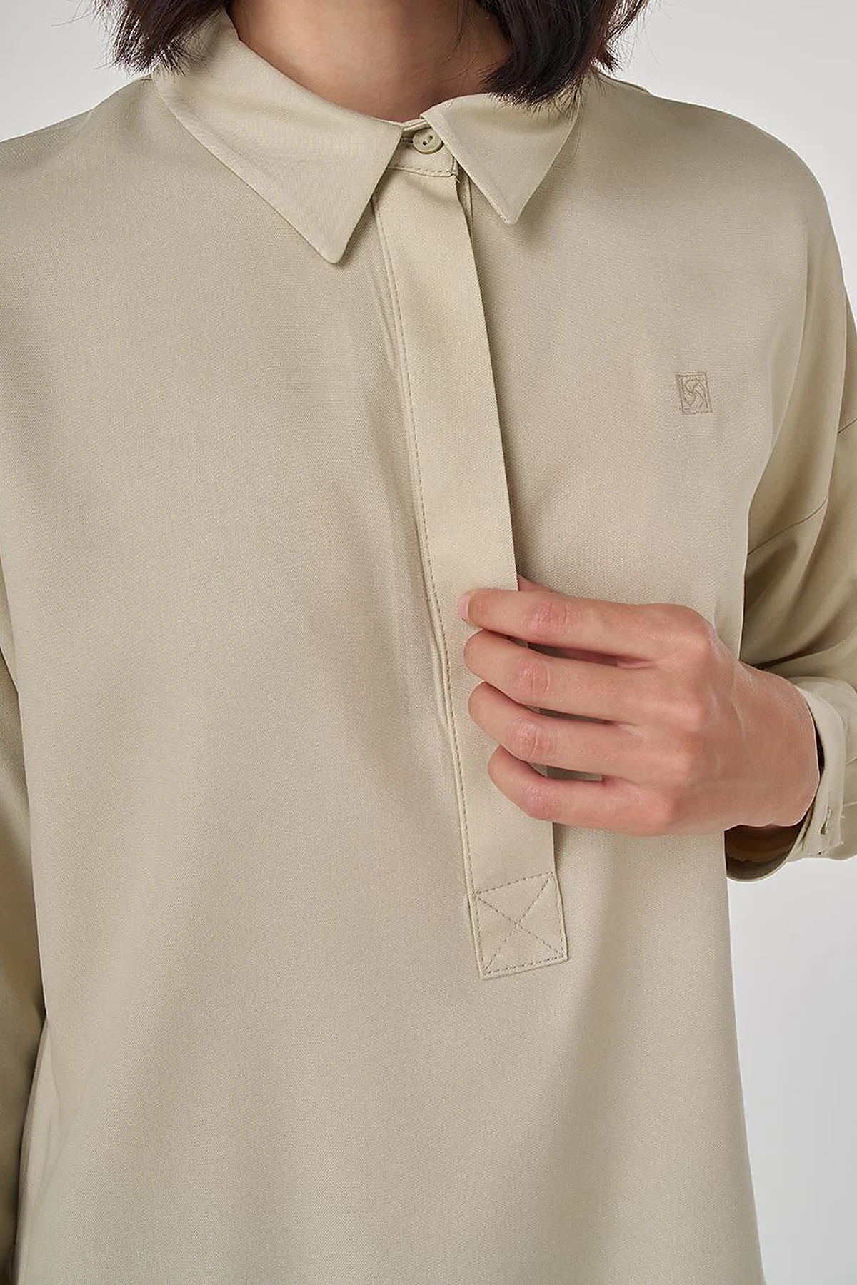 Half Placket Viscose Shirt Moss Green