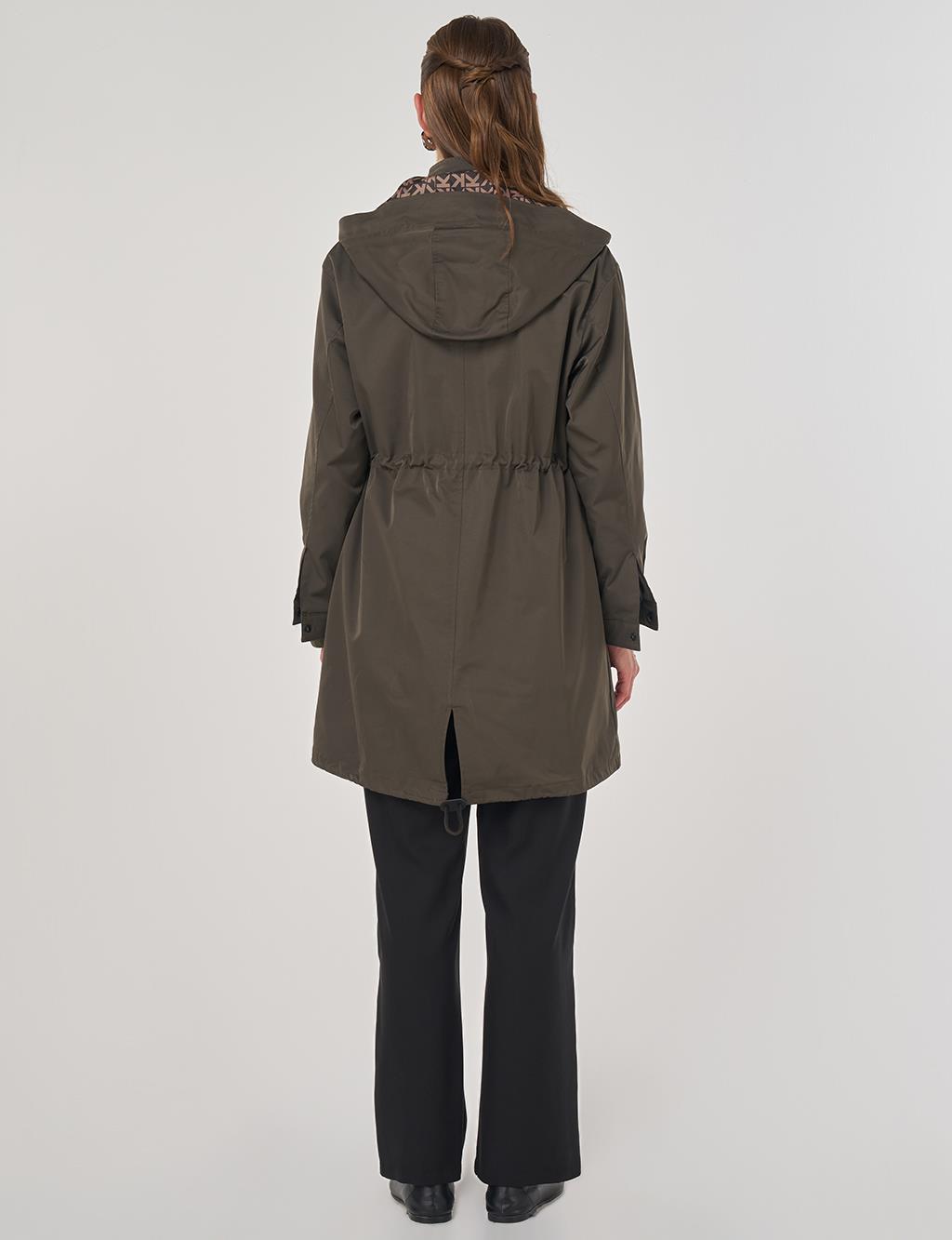 Bel Büzgülü Trençkot Haki 