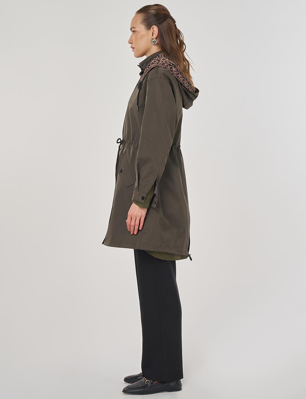 Bel Büzgülü Trençkot Haki 