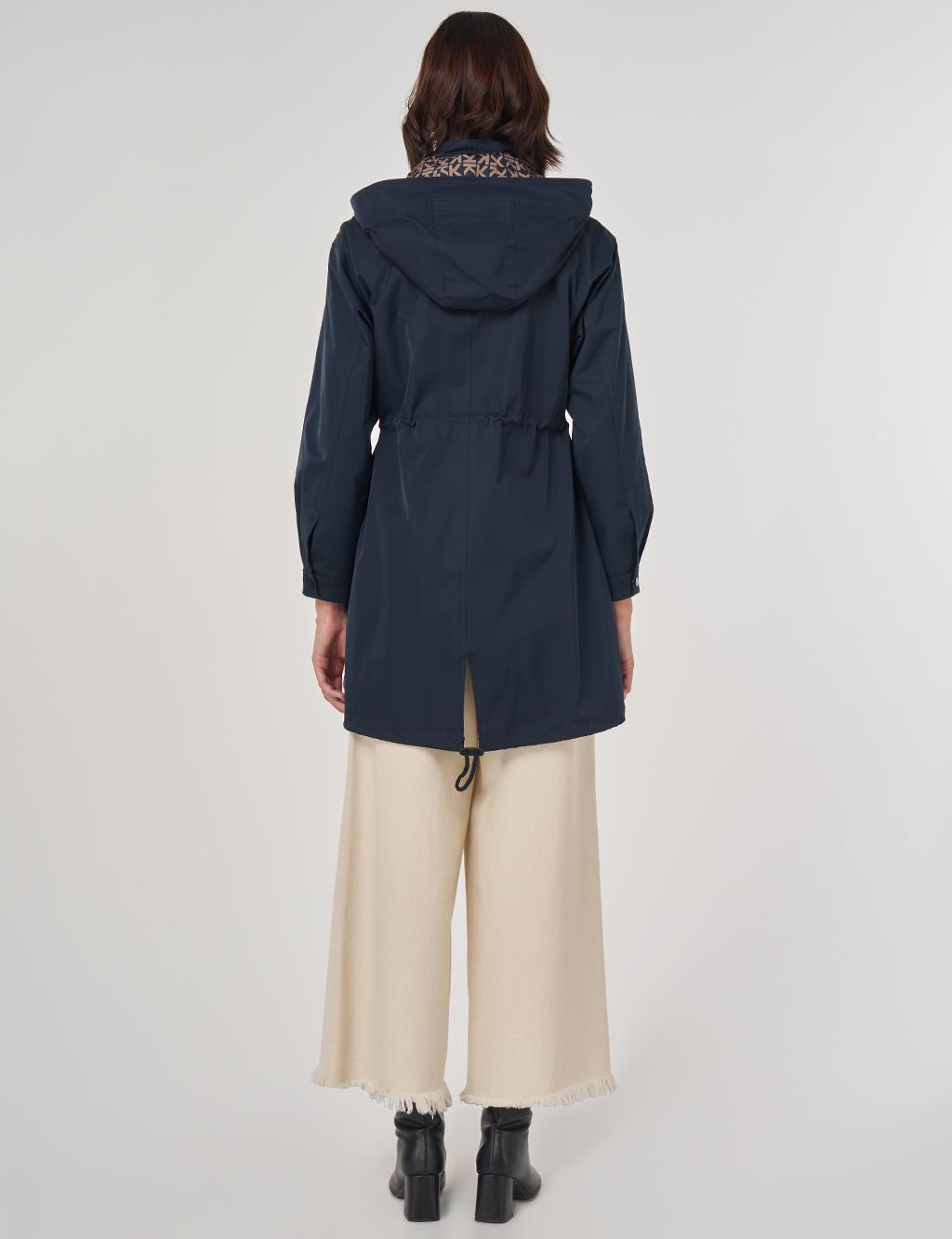 Bel Büzgülü Trençkot Lacivert 