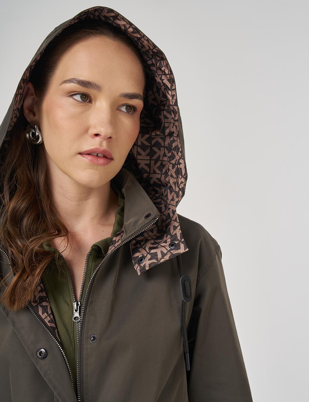 Bel Büzgülü Trençkot Haki 