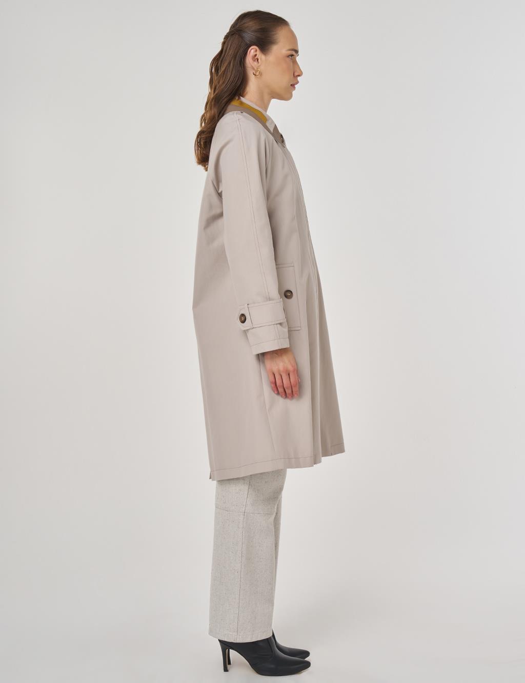 Apolet Detaylı Trençkot Taş