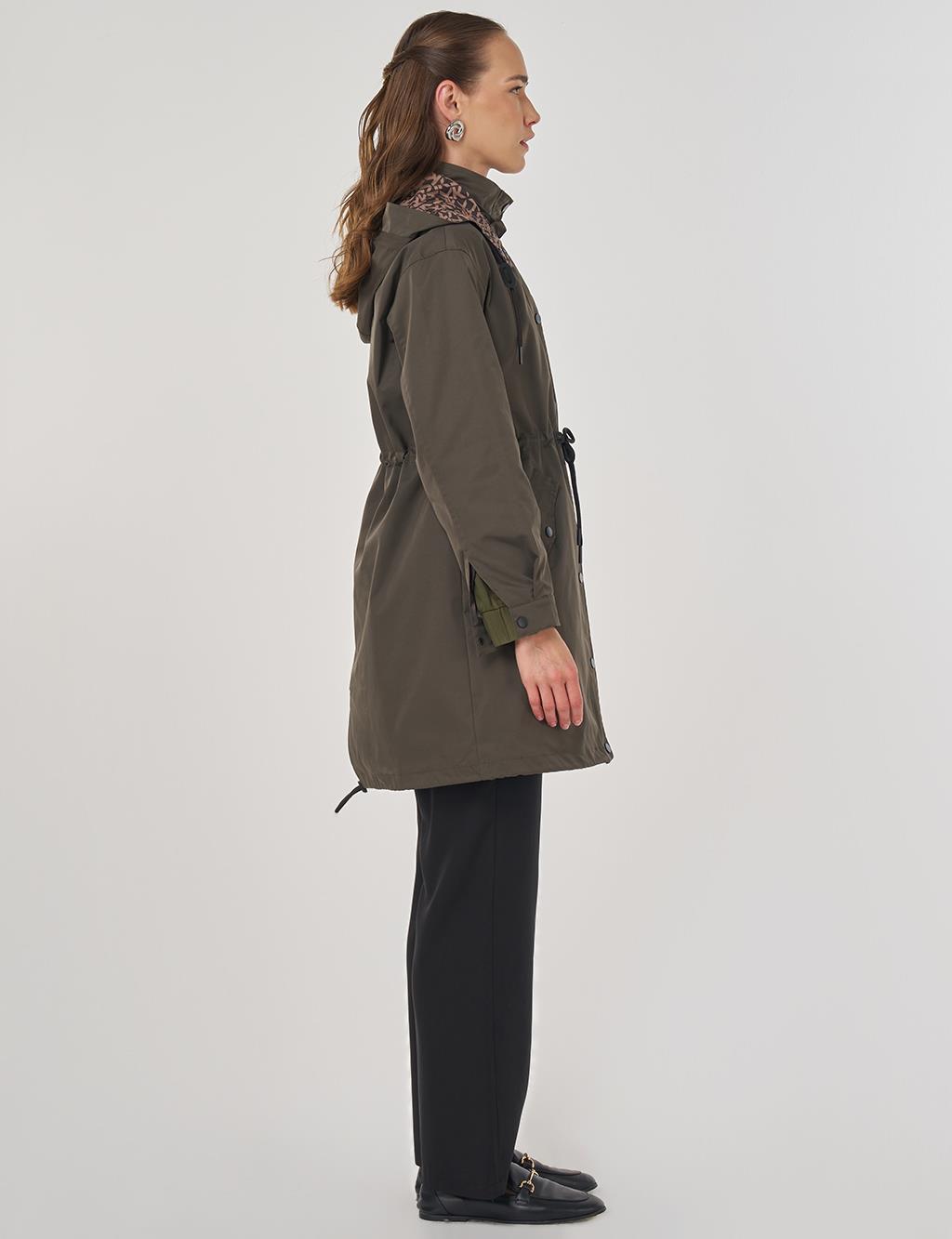 Bel Büzgülü Trençkot Haki 