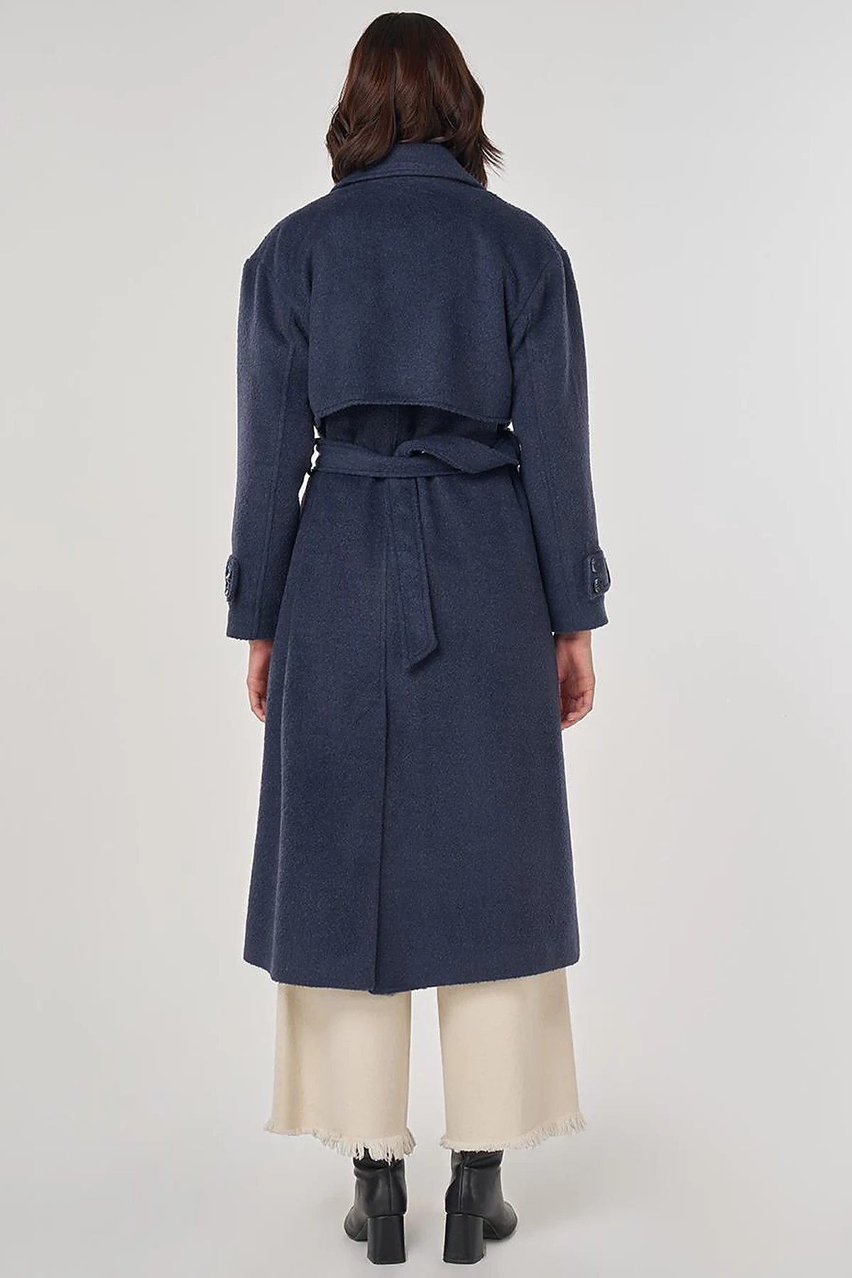 Epaulet Detailed Wool Coat Navy